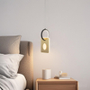 Modern LED Aluminum Ring Square Pendant Light Bedside Pendant Lamp Bronze Color 3000K