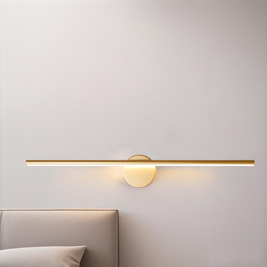 Modern LED Aluminum Linear Wall Light Straight Line Mirror Wall Lamp Gold Color