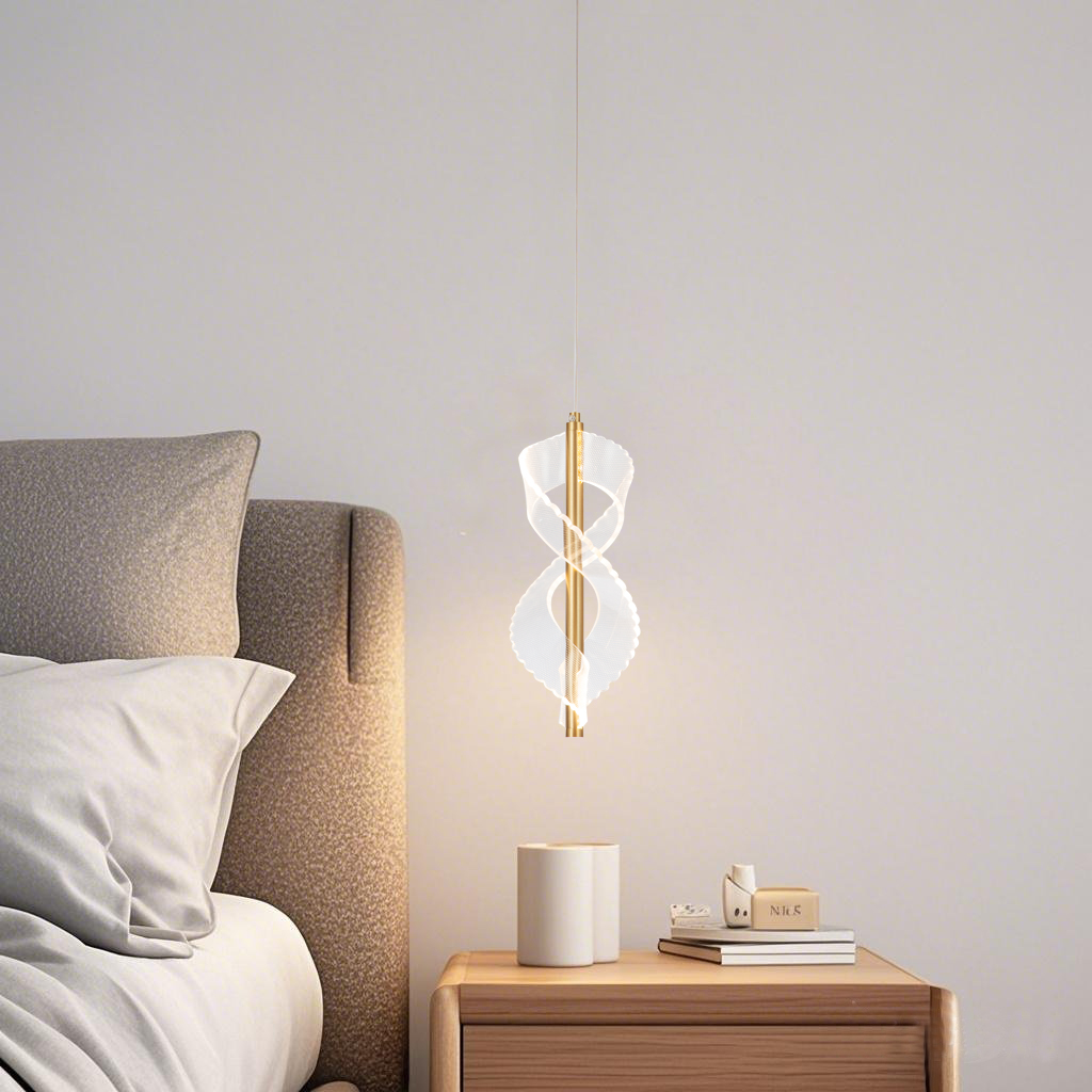 Double Helix Acrylic LED Aluminum Small Pendant Light For Home Dec