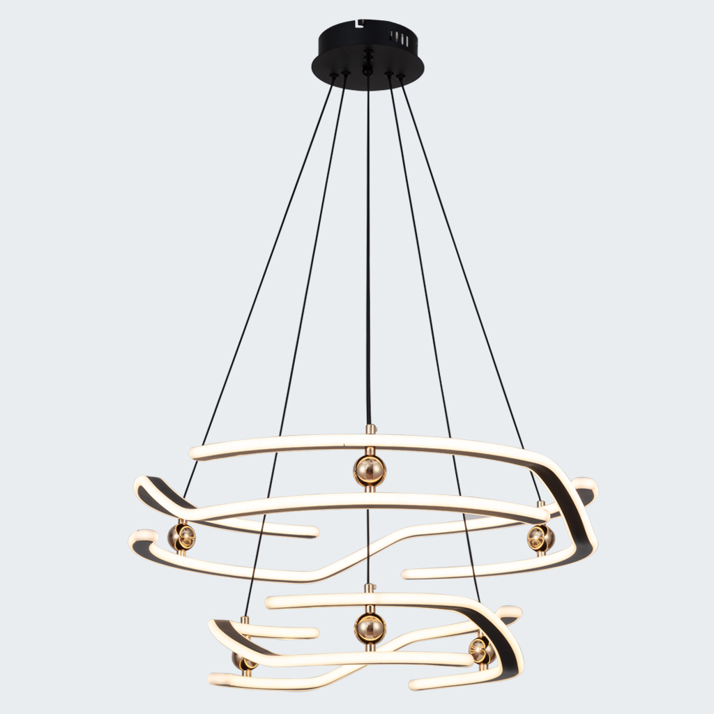 LED Aluminum Ring Pendant Light Circular Chandelier Two Tiers For Indoor Use