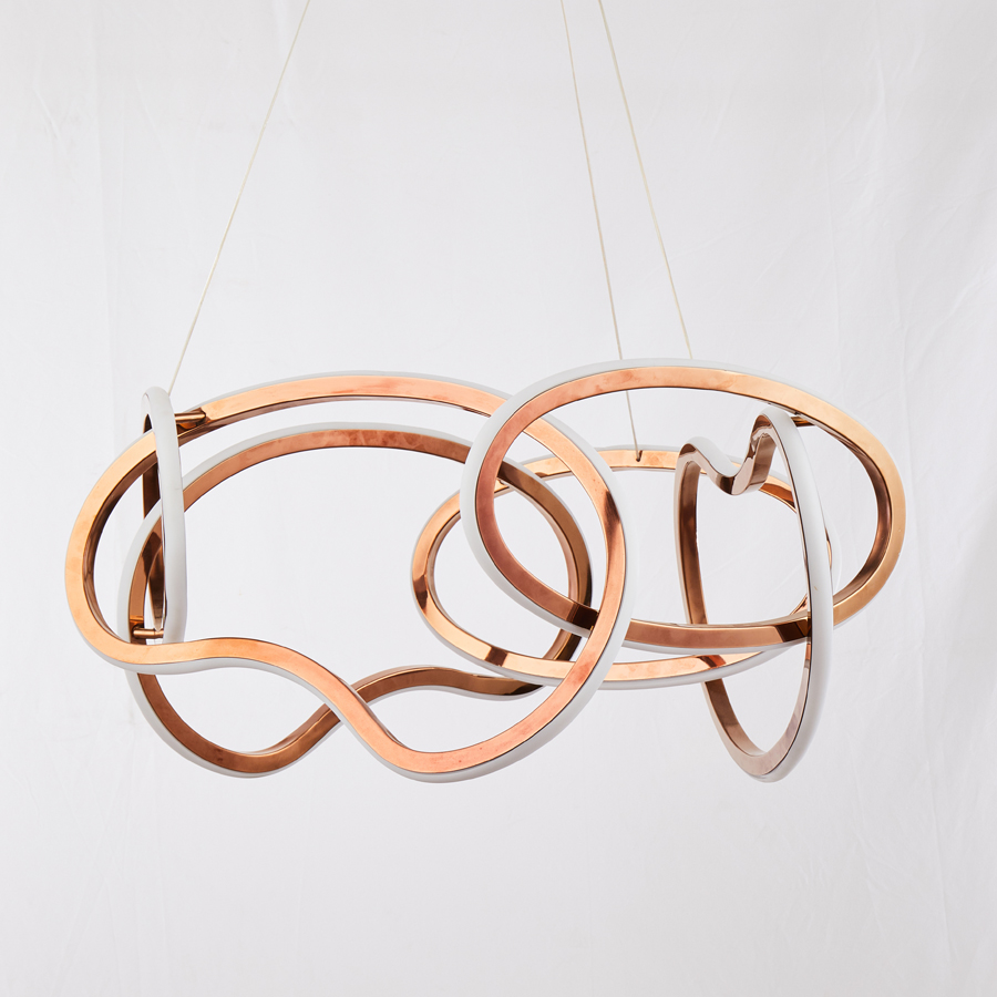 Modern Stainless Steel LED Chandelier Bean-Shaped Circle Pendant Light Elegant Home Lighting