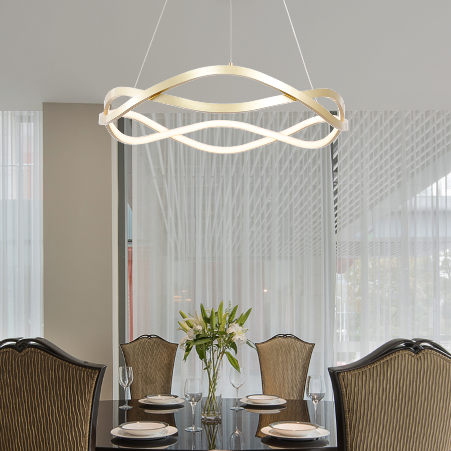 Circular Wave-Shaped Aluminum Pendant Light Chandelier For Indoor House
