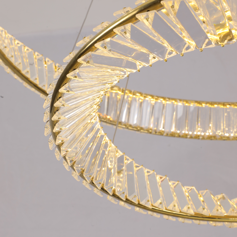 Spirally Curved Crystal Pendant Light Two Tiers Chandelier Indoor Decorative Fixture