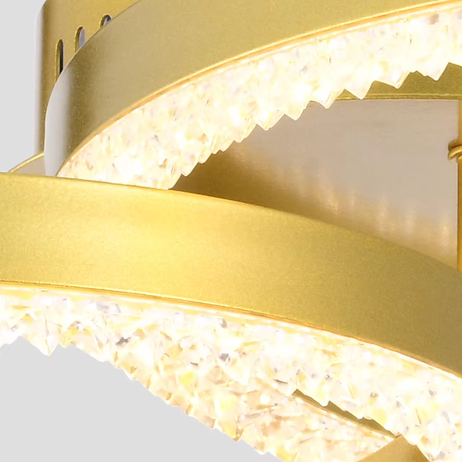 Modern Two Rings Gold Color Aluminum Ceiling Lighting With Transparent Acrylic