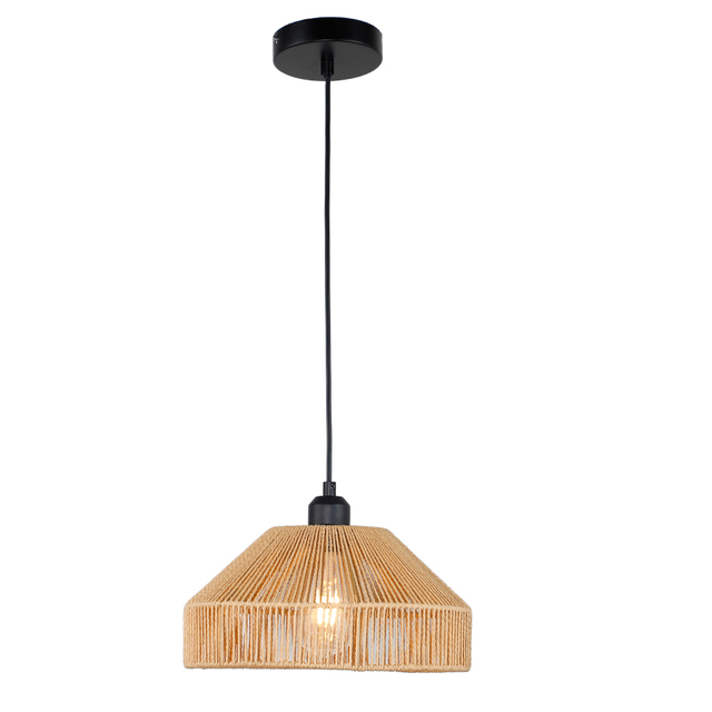 Natural Paper Rattan Woven Pendant Light Fixture For Indoor Decor