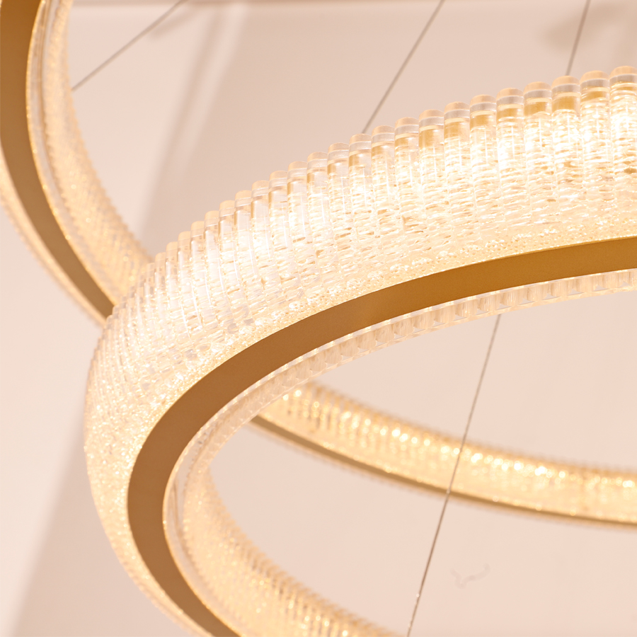 LED Circular Transparent Acrylic Chandelier Two Tiers Bright In Both Sides