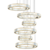 High-End Luxurious LED Crystal Stainless Steel Chandelier Six Circle Rings For Hotel Villa