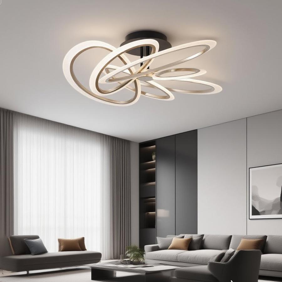 Modern Flush Mount LED Acrylic Ceiling Light Six Heads For Indoor Decor Three Color Tempreture