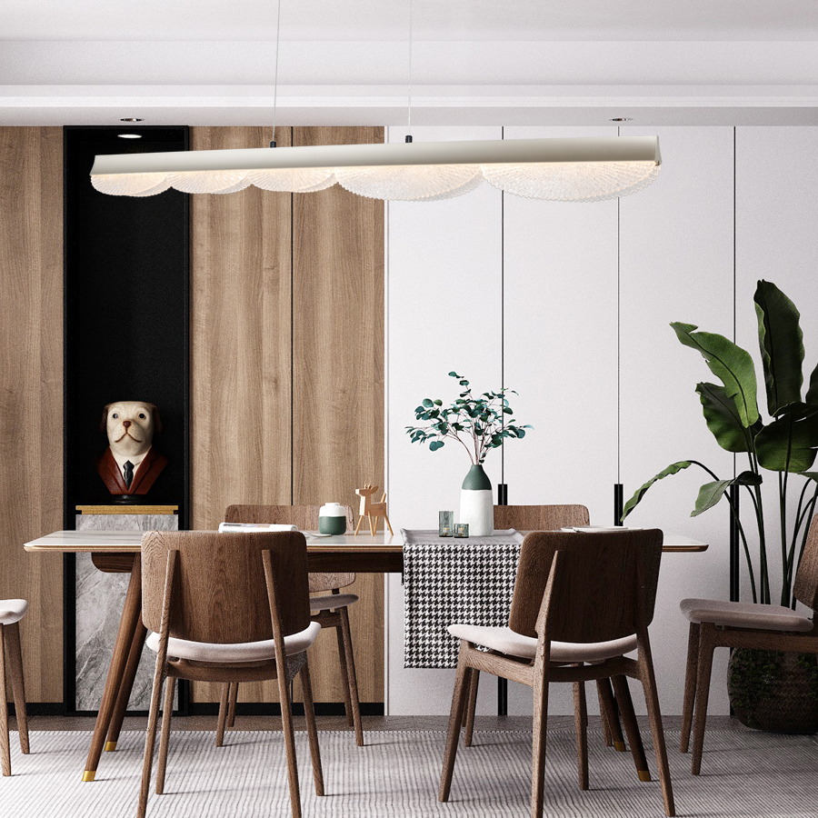 Modern LED Chandelier In Acrylic 3 Color Temperature Settings Horizontal Lighting