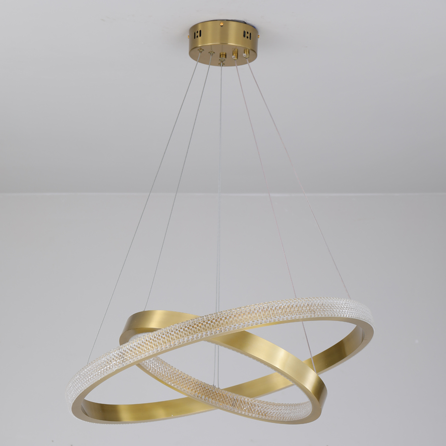 LED Aluminum Acrylic Circle Round Ring Pendant Light Two Tiers 