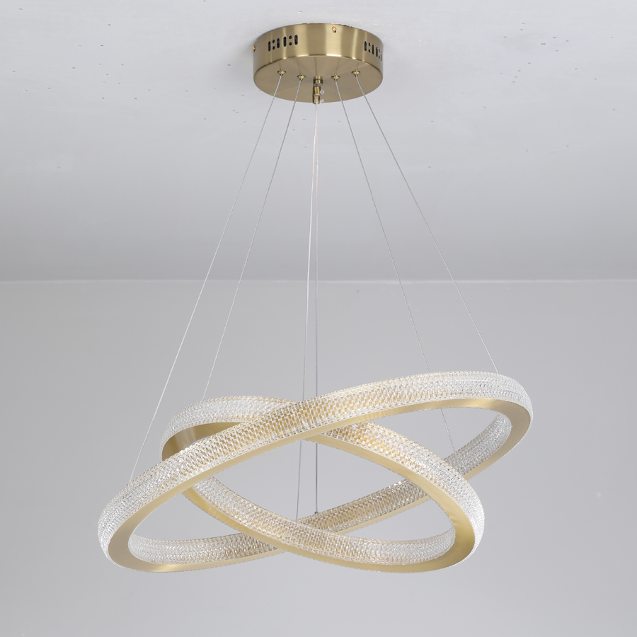 LED Aluminum Acrylic Circle Round Ring Pendant Light Tow Tiers Bright From Two Sizes