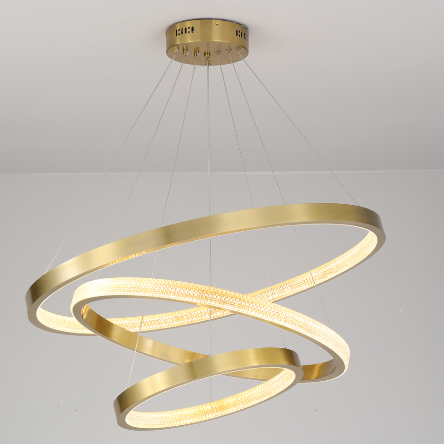 LED Aluminum Acrylic Circle Round Ring Pendant Light Three Tiers 