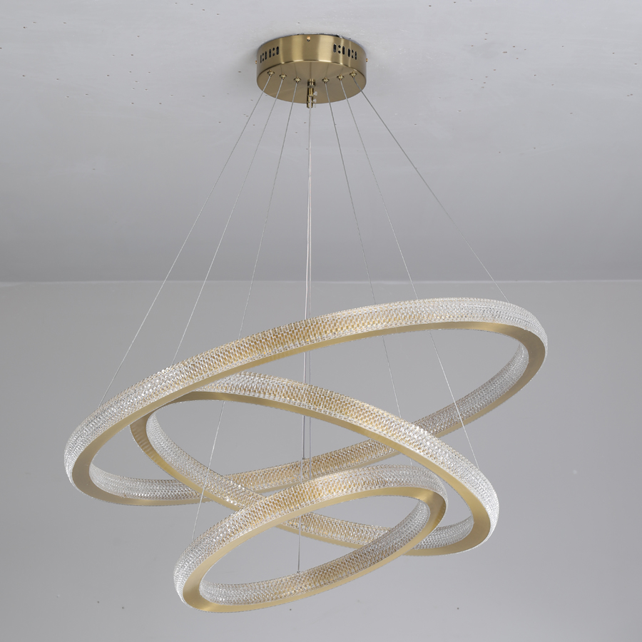 LED Aluminum Acrylic Circle Round Ring Pendant Light Three Tiers Bright From Two Sizes