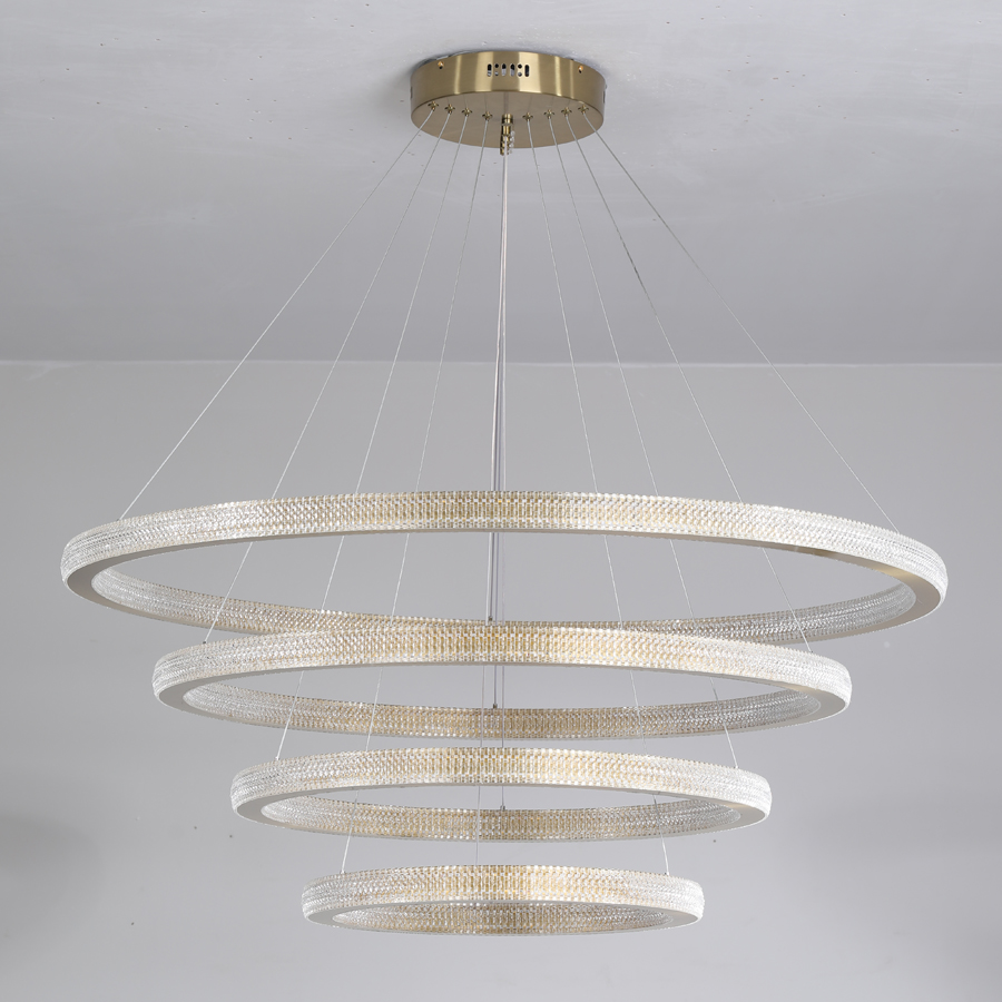 LED Aluminum Acrylic Circle Round Ring Pendant Light Four Tiers Bright From Two Sizes