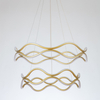 Aluminum Wave shaped LED Pendant Light Two Tiers Gold Color