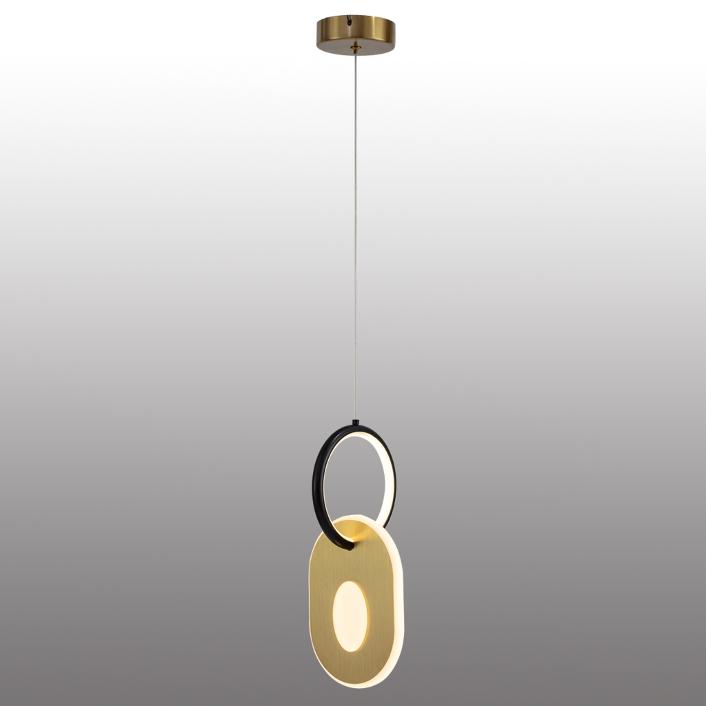 Modern LED Aluminum Rings Pendant Light Bedside Pendant Lamp Bronze Color Oval Finished 3000K