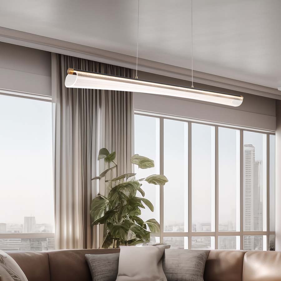 LED Tube Acrylic Pendant Light LED line Chandelier 3000K For Dining Room