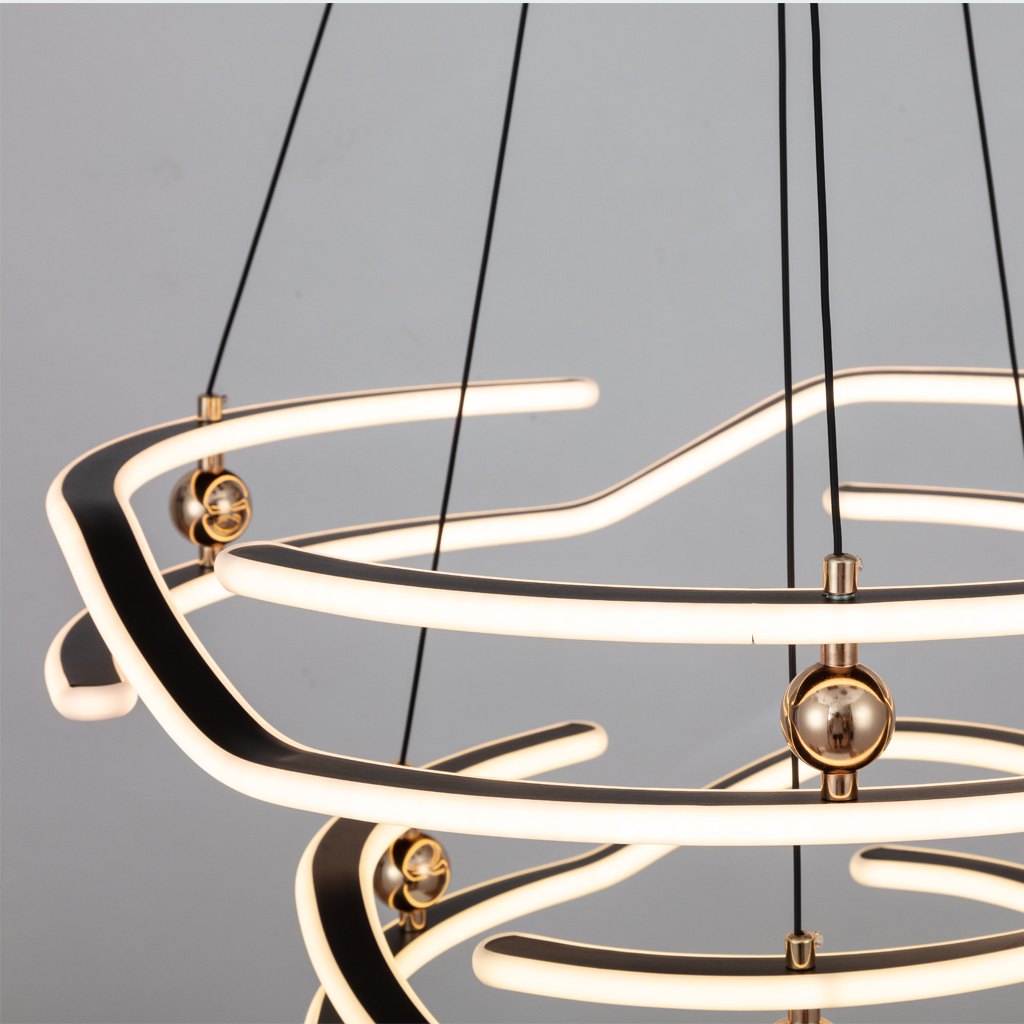 LED Aluminum Ring Pendant Light Circular Chandelier Two Tiers For Indoor Use