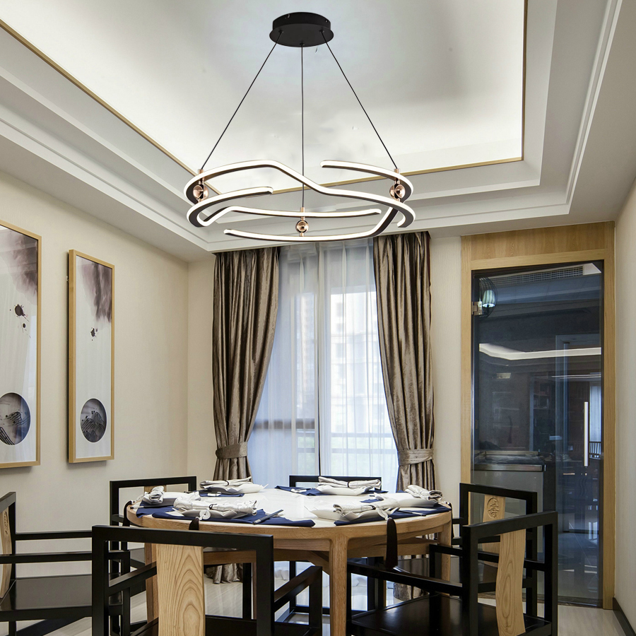 LED Aluminum Ring Pendant Light Circular Chandelier For Indoor Use